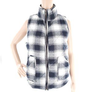 Filly Flair Women Vest Quilted Check Full Zip 100% Cotton Black White L - NWT